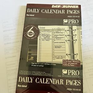 Day Runner 5.5x8.5 Refill Pages Daily Calendar Non Dated 6 ring dayrunner
